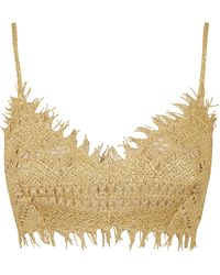 Ermanno Scervino - Fringe Trim Perforated Woven Top - Lyst