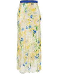 MSGM - Skirt With Floral Motif And All-Over Applied Sequins - Lyst