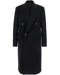 Lardini - Double-Breasted Coat With Peak Lapels - Lyst