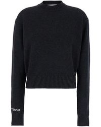 Sportmax - Crewneck Sweater With Logo Lettering Wool Tops - Lyst