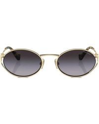 Miu Miu - Miu Miu Eyewear Smu52Yzvn5D1 Oval Metal Frame Sunglasses - Lyst