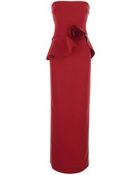 ROTATE BIRGER CHRISTENSEN - Long Flower Strapless Dress Recycled Polyester - Lyst