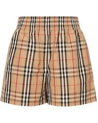 Burberry - Check Cotton Shorts - Lyst
