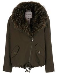VALENTINI 1972 - Jacket With Fur Collar, Cotton Coat - Lyst