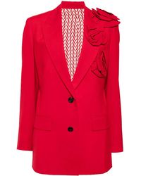 Valentino - Floral Appliqué V-Neck Blazer Clothing - Lyst