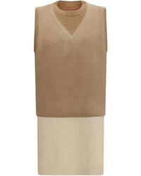 Maison Margiela - Double-Layer Wool Knit Vest Merino Ovis Aries Knitwear - Lyst