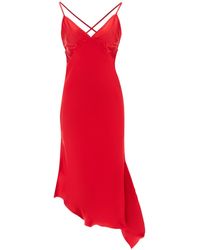 N°21 - Satin Slip Dress With Asymmetrical Hem - Lyst