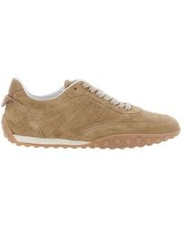 Tod's - Low-Top Suede Sneakers Calfskin Trainers - Lyst