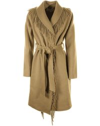Michael Kors - Wool Blend Coat With Belt And Fringes - Lyst