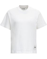Jil Sander - Set Of Three White Cotton T-shirts With Logo - Lyst