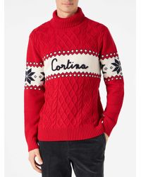 Mc2 Saint Barth - Half-Turtleneck Sweater With Cortina Lettering - Lyst