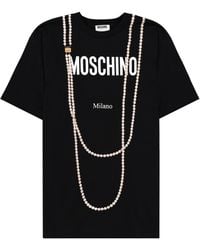 Moschino - T-Shirt With Front Logo Print Cotton T-Shirts And Polos - Lyst