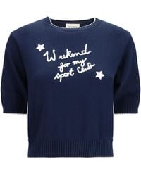 Weekend by Maxmara - Cotton Knit Sweater With Embroidery - Lyst