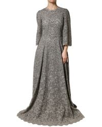 Dolce & Gabbana - Lace Long Sleeves Cotton Maxi Dress - Lyst
