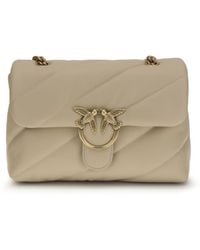 Pinko - Love Classic Leather Shoulder Bag Calf Bos Taurus - Lyst