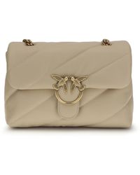 Pinko - Love Classic Leather Shoulder Bag Calf Bos Taurus - Lyst