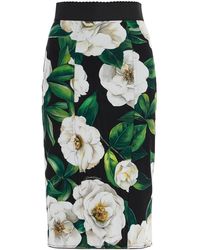 Dolce & Gabbana - Floral Synthetic Knee-Length Skirt - Lyst