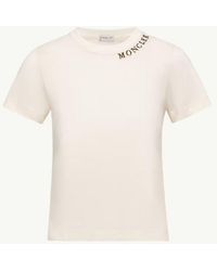 Moncler - Moncler Logo-Embroidered Crewneck T-Shirt — Cream - Lyst