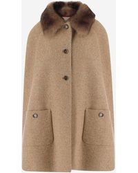 Valentino - Sleeveless Wool-Blend Coat With Fur Collar Virgin Wool - Lyst