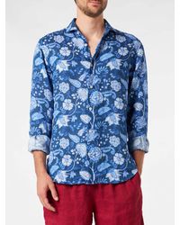 Mc2 Saint Barth - Linen Pamplona Shirt With Flower Print - Lyst