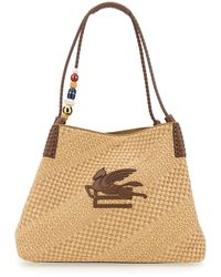 Etro - Shoulder Bag With Braided Handles And Beaded Embellishment On The Handle - Lyst