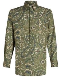 Etro - Green Cotton Shirt With Paisley Floral Pattern - Lyst