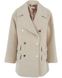 Elisabetta Franchi - Coat With Wide Lapels - Lyst