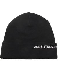 Acne Studios - Logo Embroidered Ribbed Beanie - Lyst