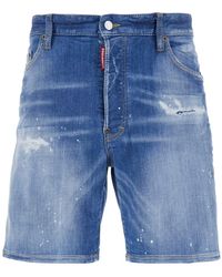 DSquared² - Shorts With Applied Logo On The Back And Lived Effect - Lyst