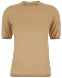 Max Mara - Crewneck Sweater With Short Sleeves Virgin Wool Tops - Lyst