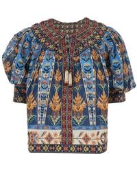 FARM Rio - Dress Embroidered Tapestry With Short Sleeves And Embroidery - Lyst