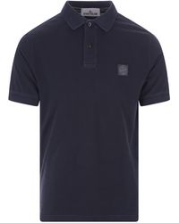 Stone Island - Navy Pigment Dyed Slim Fit Polo Shirt - Lyst
