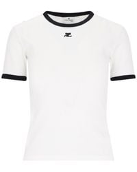 Courreges - Courrèges Contrast Cotton T-Shirt - Lyst