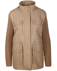 Moncler - Knit-Panelled Zipped Military Jacket - Lyst
