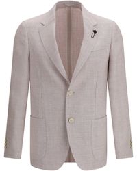 Lardini - Roma Blazer Fleece Wool; Linen Blazers E Vests - Lyst