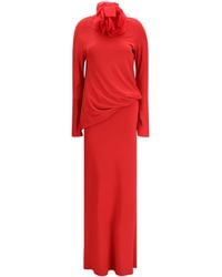 Magda Butrym - Long Open-Back Dress With High Neck Viscose; Silk; Elastane - Lyst