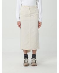 Brunello Cucinelli - Gesso Cotton Linen Midi Skirt - Lyst