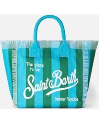 Mc2 Saint Barth - Vanity Canvas Shoulder Bag With Striped Print - Lyst