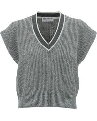 Brunello Cucinelli - Knit Vest With V Neckline - Lyst