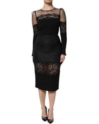 Dolce & Gabbana - Dolce & Gabbana Lace-Trim Nylon Tulle Sheath Dress - Lyst