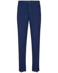 Kiton - Cobalt Linen Trousers With Elasticised Waistband - Lyst