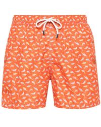 Fedeli - Swim Shorts With Dolphin Pattern - Lyst