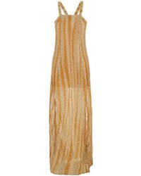 Forte Forte - Metallic Long Sleeveless Dress With Square Neck And Criss-Crossed Shoulder Straps On The Rear - Lyst