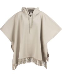 Fabiana Filippi Two-tone Hooded Cape in Natural Womens Clothing Coats Capes 