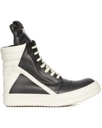 Rick Owens Black Shearling Tractor Sneaker Boots for Men | Lyst
