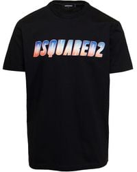 DSquared² - Crewneck T-Shirt With Front Logo Print - Lyst