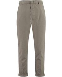 Dondup - Checked Trousers With Roll-Up Ankle Cuffs Lyocell Chinos - Lyst