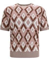 Piacenza Cashmere - Short-Sleeve Crewneck Sweater Cotton; Silk - Lyst