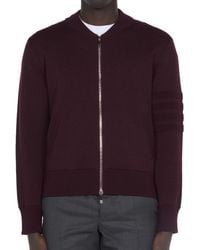 Thom Browne - Thom Browne Merino Wool Zip-Up Bomber Jacket - Lyst