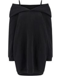 MM6 by Maison Margiela - Off-Shoulder Hooded Dress Cotton - Lyst